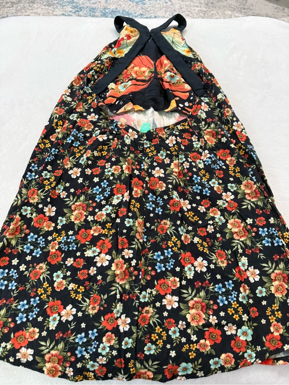 Farm Rio butterfly and floral print halter dress Size Small D94 - Picture 2 of 5
